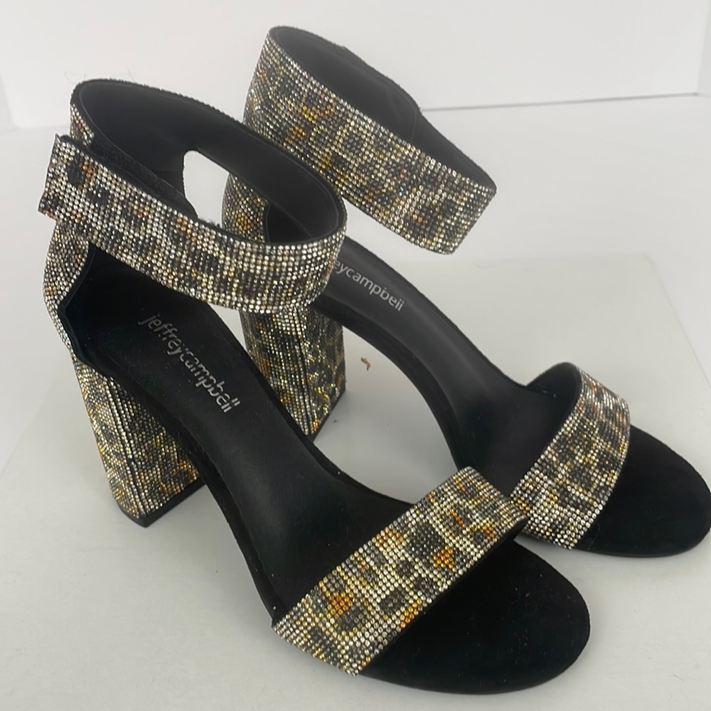 Woman’s jeffrey campbell crystal leopard 3.25”heels